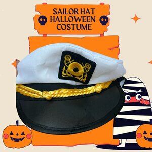 Captain Sailor Hat Halloween Costume Accessory By Jacobson Hat - White W/ Black